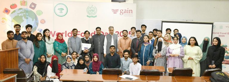 پیر مہر علی شاہ بارانی زرعی یونیورسٹی راولپنڈی کے انسٹی ٹیوٹ آف فوڈ اینڈ نیوٹریشنل سائنسز نے گلوبل الائنس فار امپرووڈ نیوٹریشن کے تعاون سے غذائی تحفظ کا عالمی دن منایا گیا