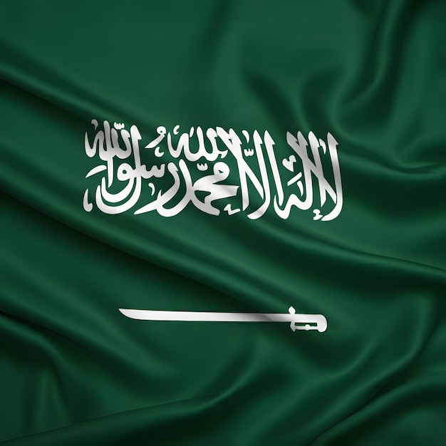 Kingdom Saudi Arabia Flag Waving Wind Close Up Ksa Banner Blowing Soft Smooth Silk 724205 2299